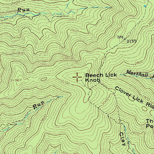 Topographic Map of Beech Lick Knob, VA