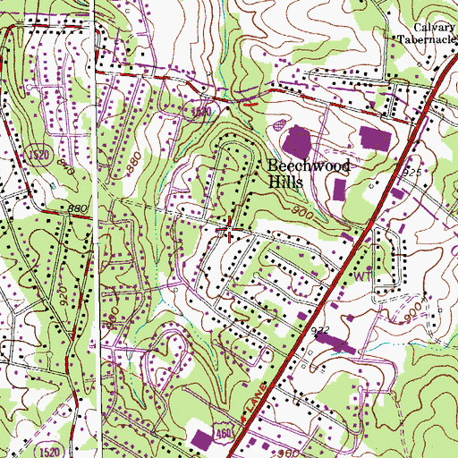 Topographic Map of Beechwood Hills, VA