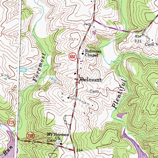 Topographic Map of Belmont, VA