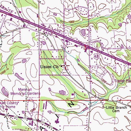 Topographic Map of Solitude School (historical), AL