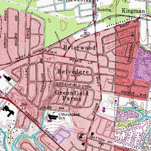 Topographic Map of Belvedere, VA
