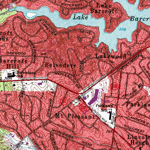 Topographic Map of Belvedere, VA