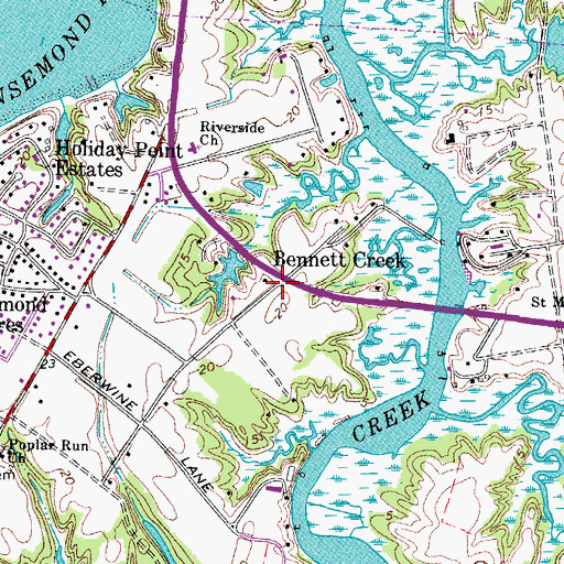 Topographic Map of Bennett Creek, VA