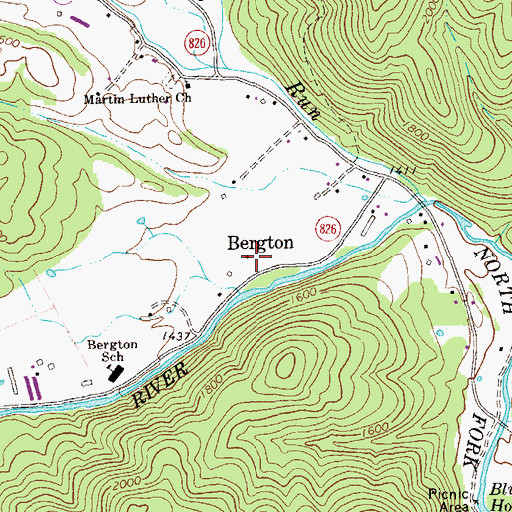 Topographic Map of Bergton, VA