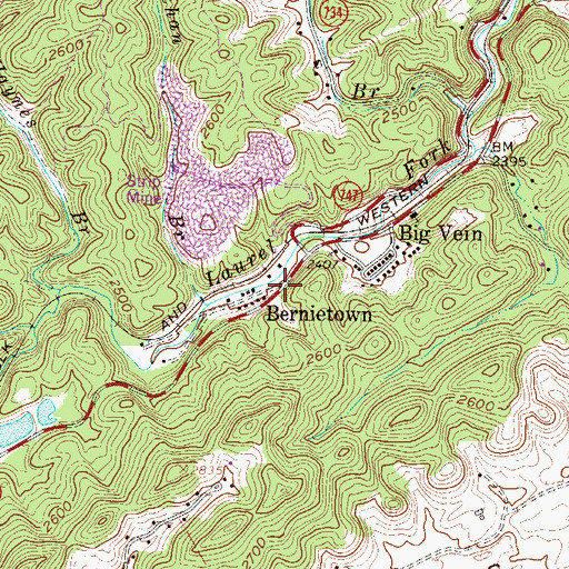 Topographic Map of Bernietown, VA