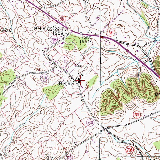 Topographic Map of Bethel, VA