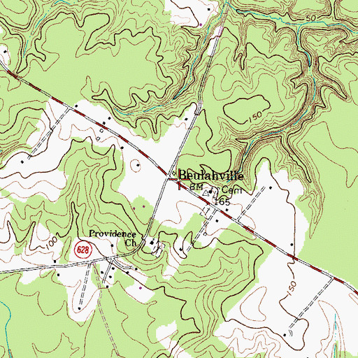 Topographic Map of Beulahville, VA