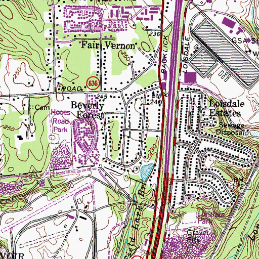 Topographic Map of Beverly Forest, VA