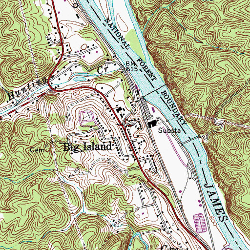 Topographic Map of Big Island, VA