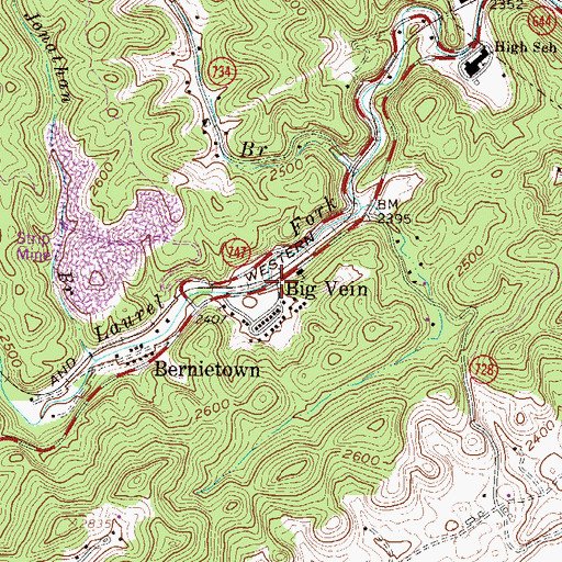 Topographic Map of Big Vein, VA