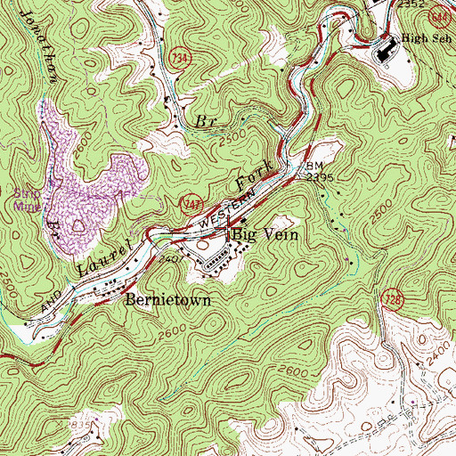 Topographic Map of Big Vein, VA