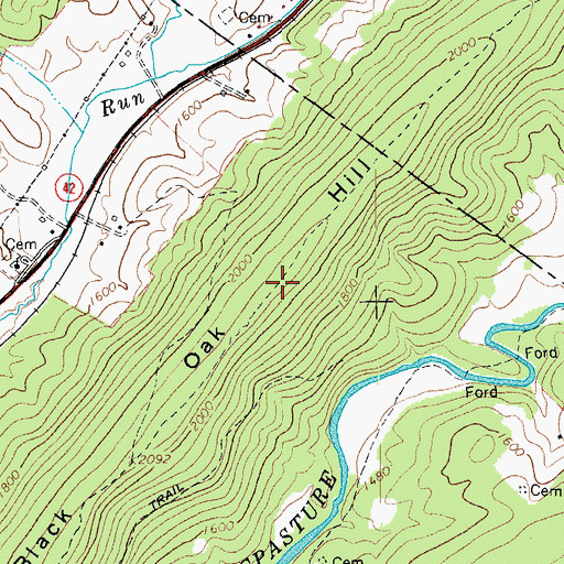 Topographic Map of Black Oak Hill, VA