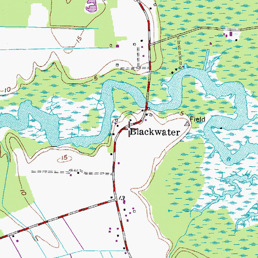 Topographic Map of Blackwater, VA