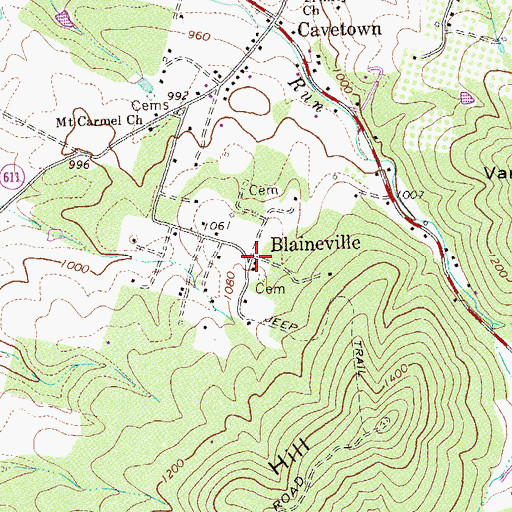 Topographic Map of Blaineville, VA