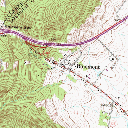 Topographic Map of Bluemont, VA
