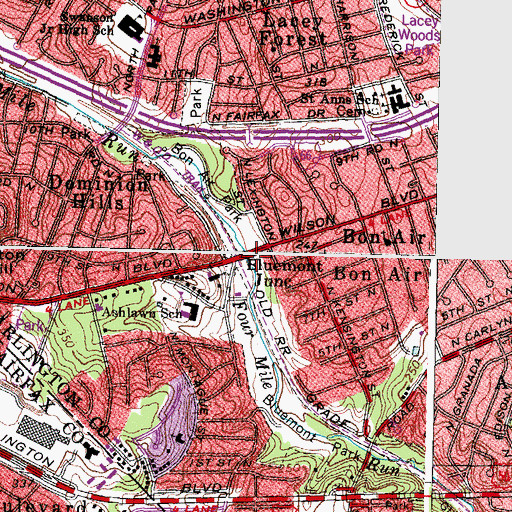 Topographic Map of Bluemont Junction, VA