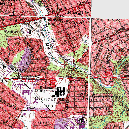 Topographic Map of Bluemont Park, VA