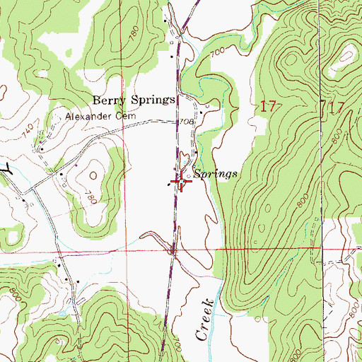 Topographic Map of Berry Spring, AL