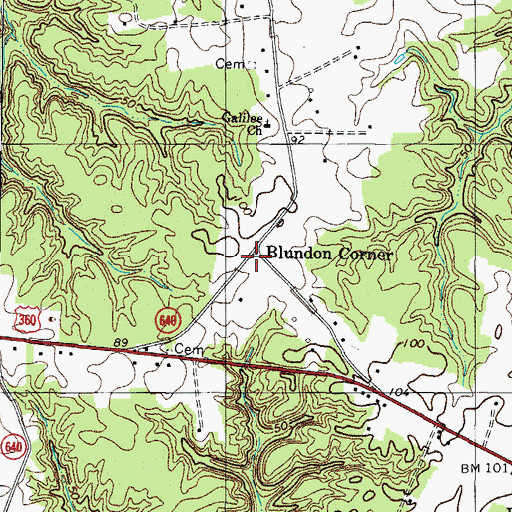 Topographic Map of Blundon Corner, VA