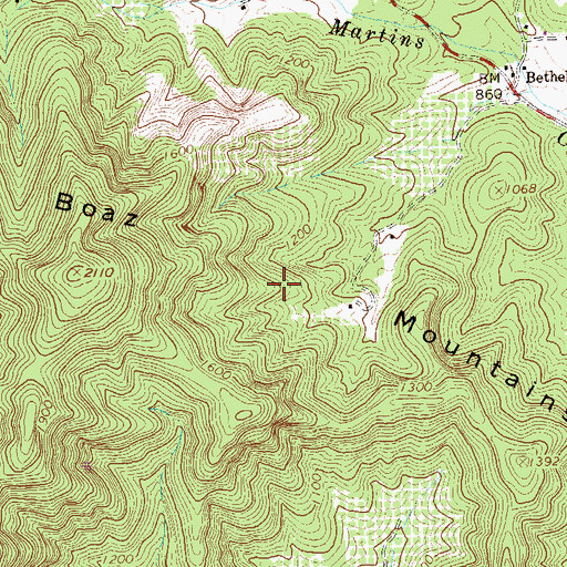 Topographic Map of Boaz Mountains, VA