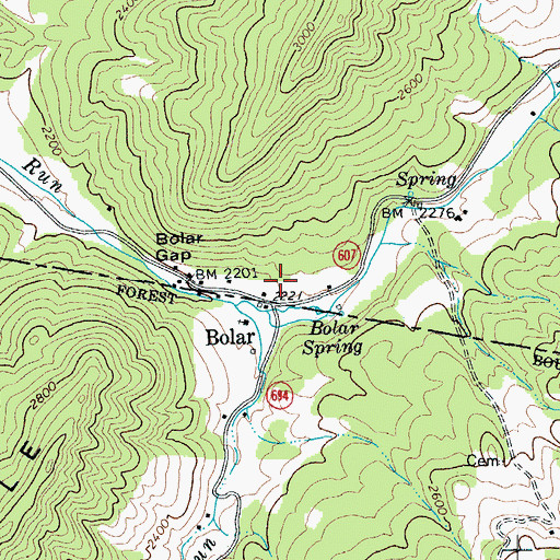 Topographic Map of Bolar, VA