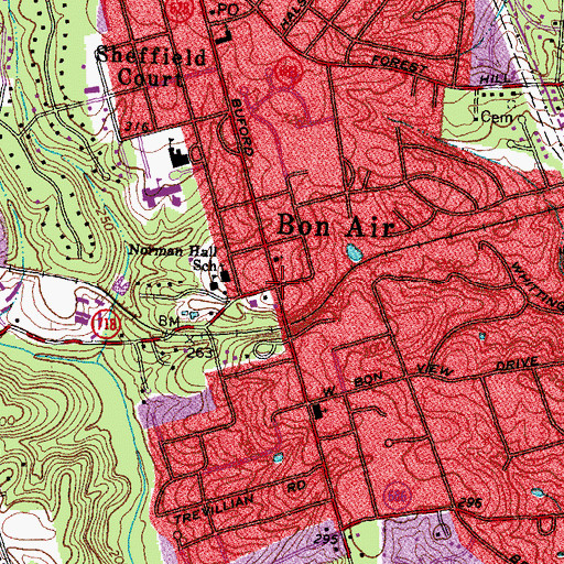 Topographic Map of Bon Air, VA