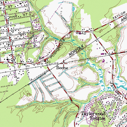 Topographic Map of Boone, VA