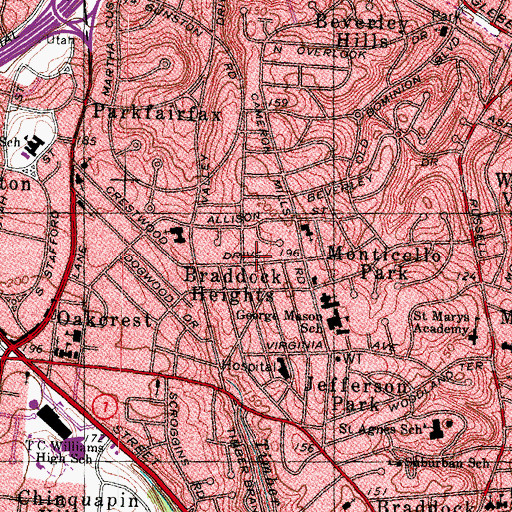 Topographic Map of Braddock Heights, VA