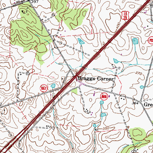 Topographic Map of Braggs Corner, VA