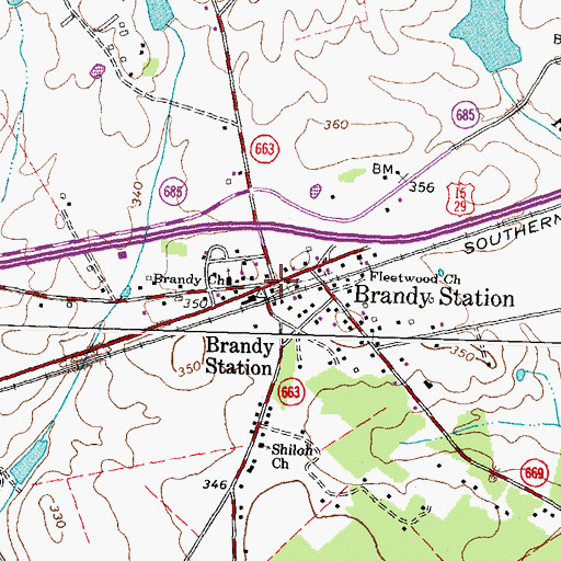 Topographic Map of Brandy Station, VA
