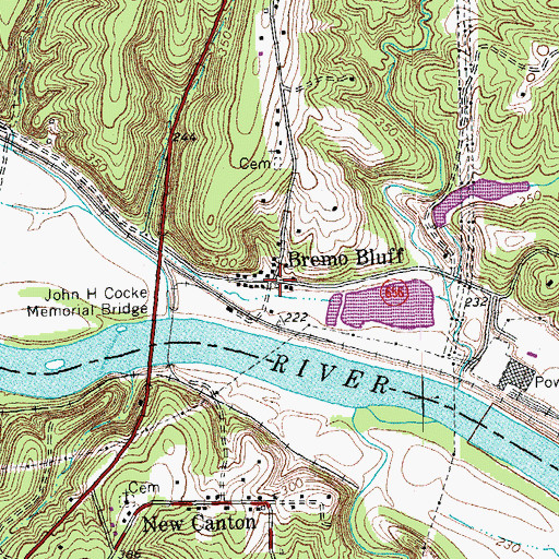 Topographic Map of Bremo Bluff, VA