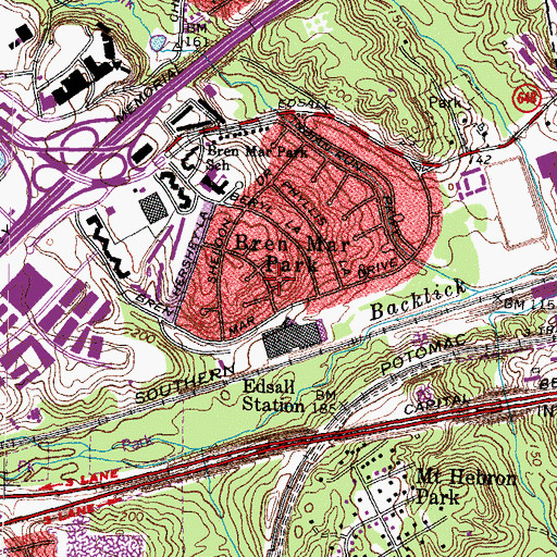 Topographic Map of Bren Mar Park, VA
