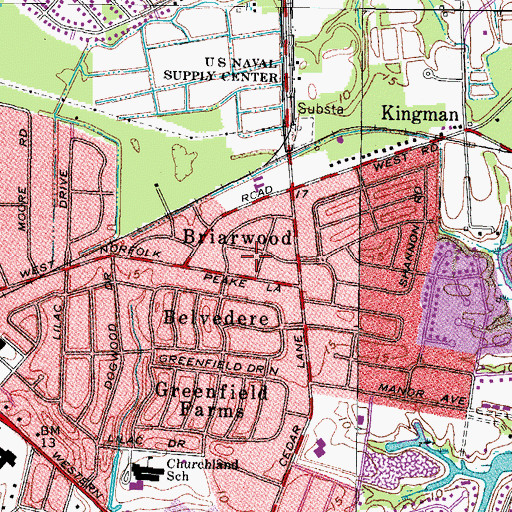 Topographic Map of Briarwood, VA