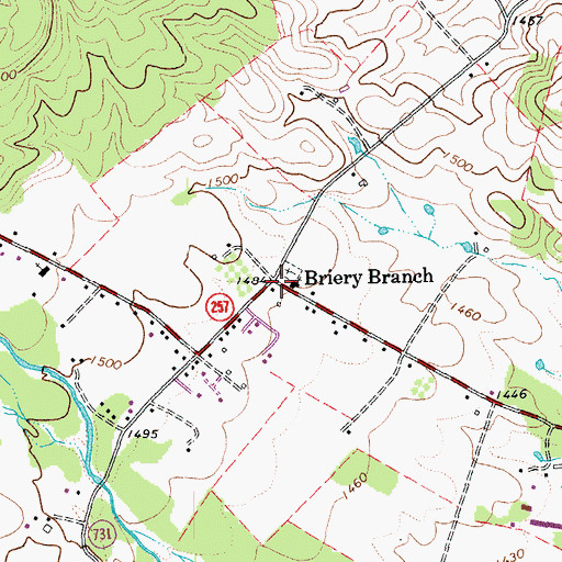 Topographic Map of Briery Branch, VA