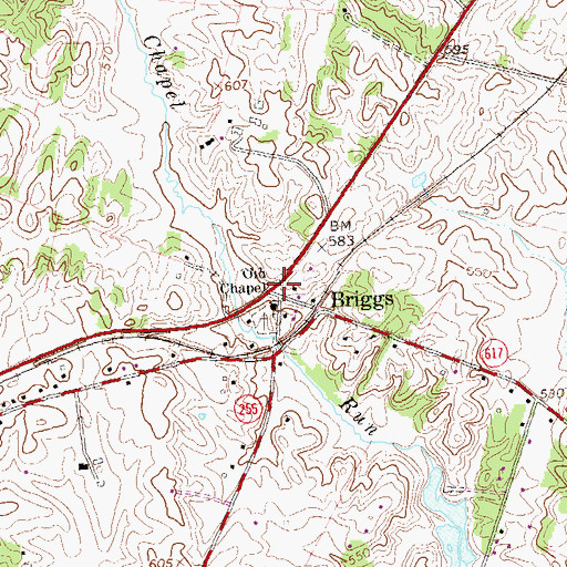 Topographic Map of Briggs, VA