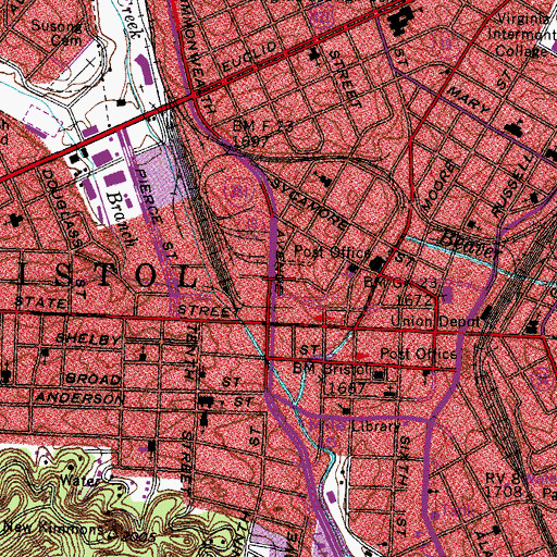 Topographic Map of Bristol, VA