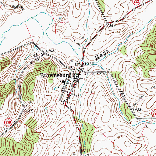 Topographic Map of Brownsburg, VA