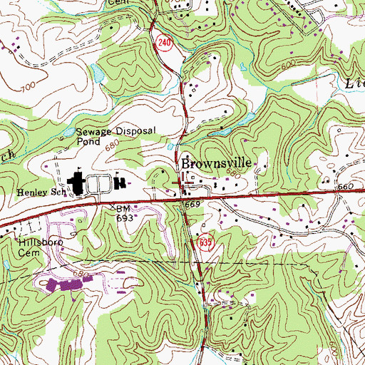 Topographic Map of Brownsville, VA