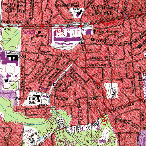 Topographic Map of Broyhill Park, VA