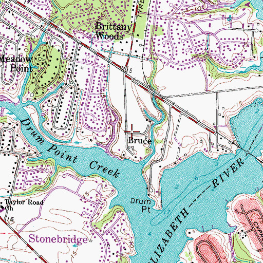 Topographic Map of Bruce, VA