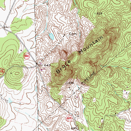 Topographic Map of Bruce Mountain, VA