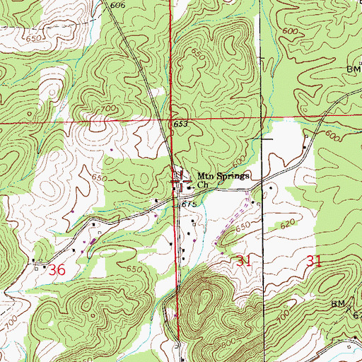 Topographic Map of Mountain Spring, AL