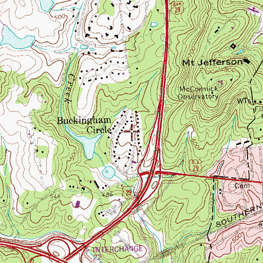 Topographic Map of Buckingham Circle, VA