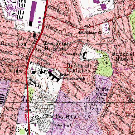 Topographic Map of Bucknell Heights, VA