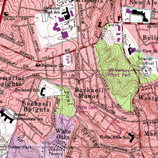 Topographic Map of Bucknell Manor, VA