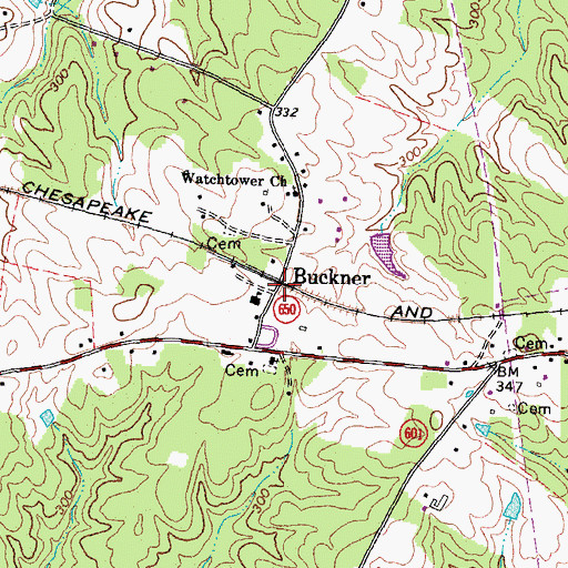 Topographic Map of Buckner, VA