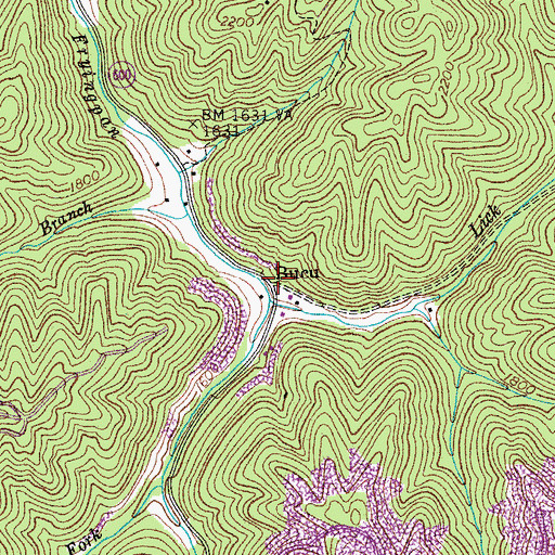 Topographic Map of Bucu, VA