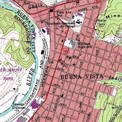 Topographic Map of Buena Vista, VA