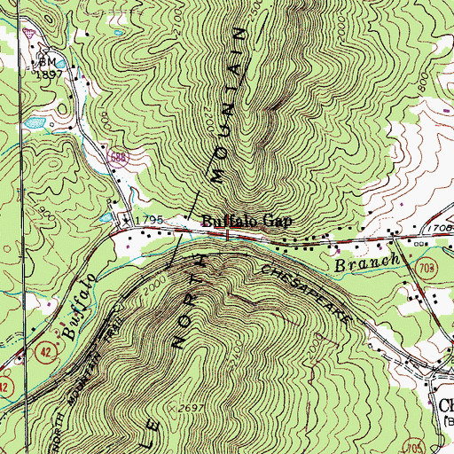 Topographic Map of Buffalo Gap, VA