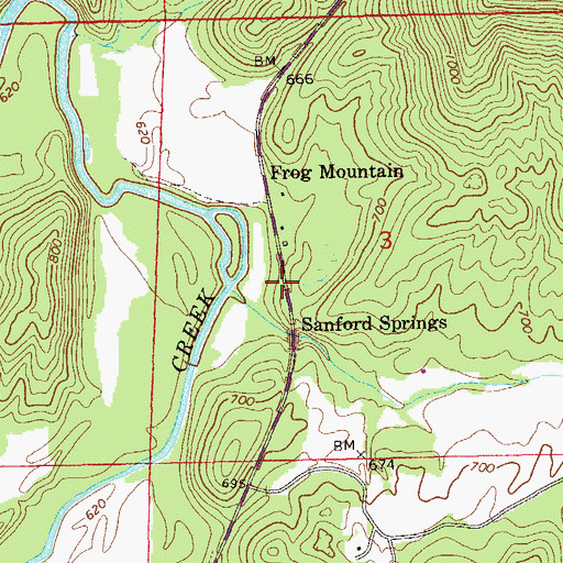 Topographic Map of Sanford Spring, AL